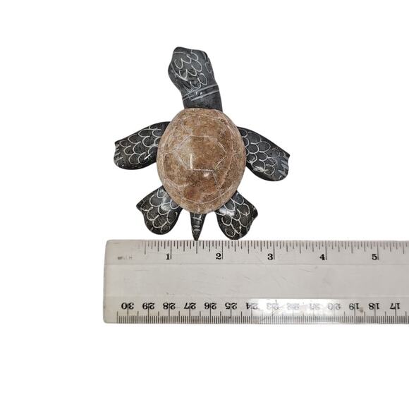 Lot of 2 Sea Turtle Figurines Hand Carved Stone Carvings Collectibles - Picture 9 of 12